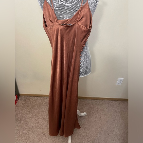 ZARA brown satin maxi dress - Picture 6 of 6